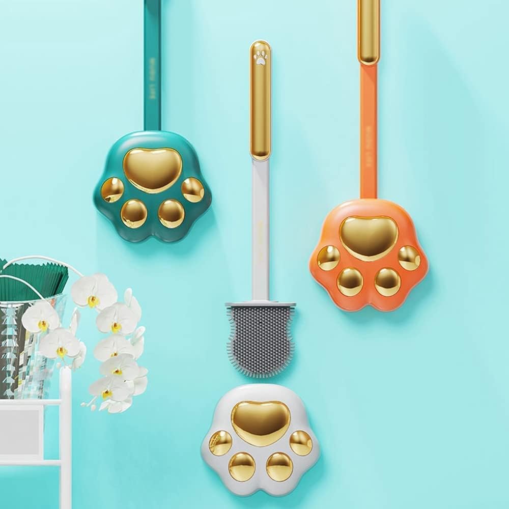 PEKJI Modern Toilet Brush with Silicone Head and Wall Holder