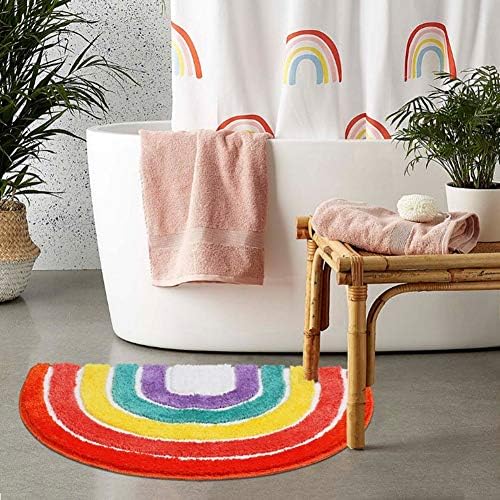 UKELER Rainbow Bath Rug Non Slip Absorbent Mat