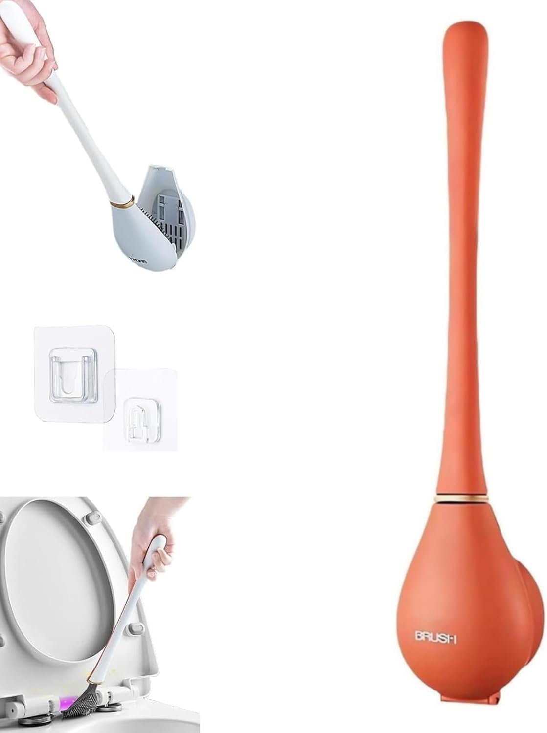 Modern Silicone Toilet Brush with Wall Mount Holder 1