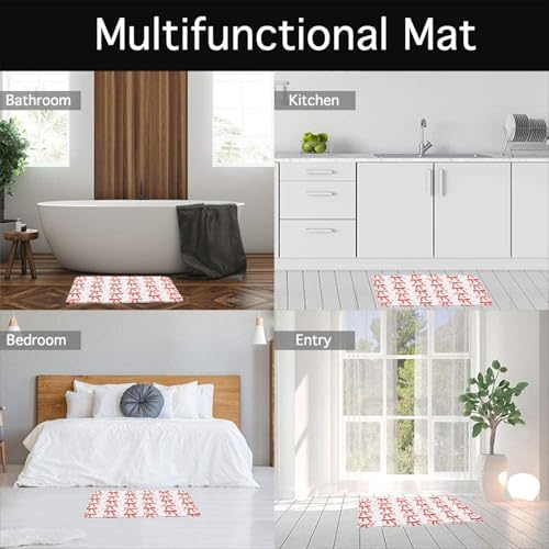 Cute Bow Bath Mat Red Polka Dot Modern Design