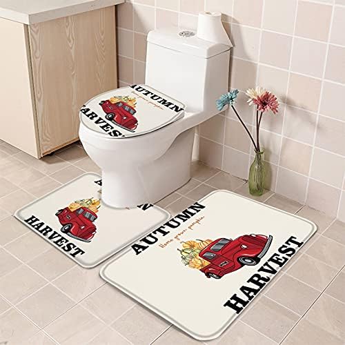 YESOF66 3 Piece Bath Rug Set with Non-Slip Backing and U Shaped Toilet Cover