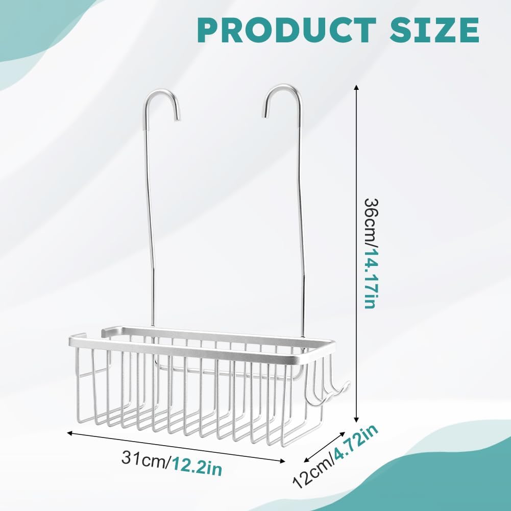 Hanging Shower Organizer with Deepened Design and Side Hooks
