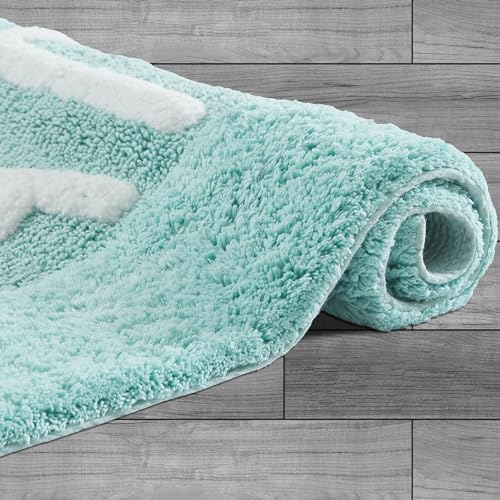 Creative Home Ideas Cotton Bath Rug Aqua Blue 21x34 1