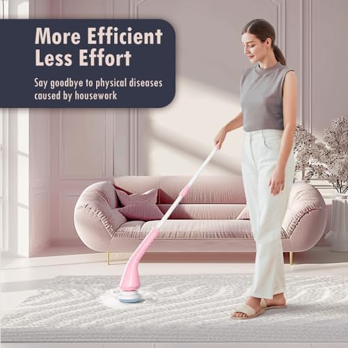 SAMINRA Electric Spin Scrubber with 6 Brush Heads and Adjustable Handle