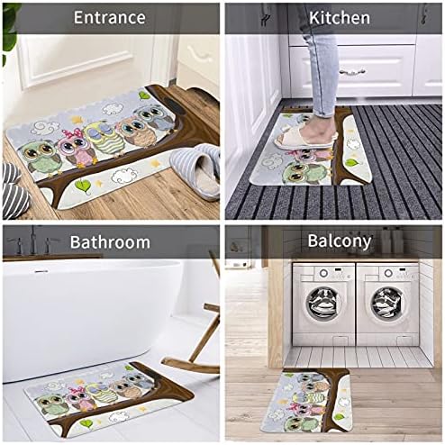 Echoserein Cute Owl Bath Mat Rug for Bathroom