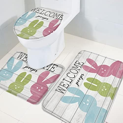 YESOF66 3 Piece Bath Rug Set with Non-Slip Design