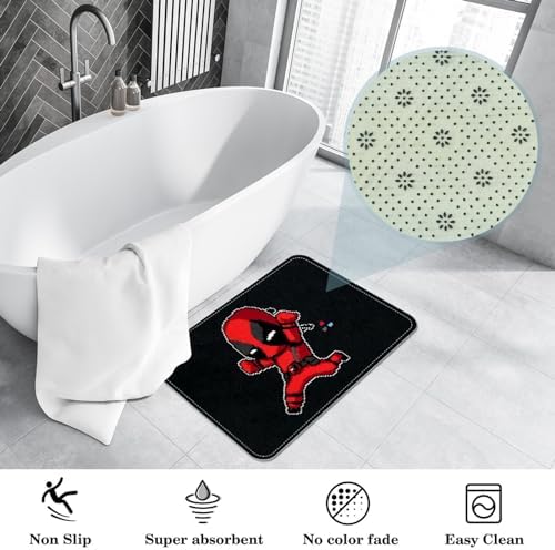 Deadpool Door Carpet Floor Mat with Machine Washable Bath Rugs 60x40cm