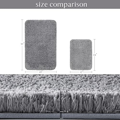 Ashler Grey Bath Rugs Set of 2 17x24 20x32 Inches