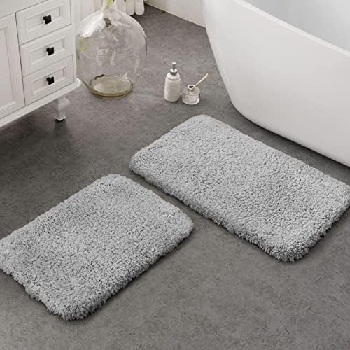 Ashler Grey Bath Rugs Set of 2 17x24 20x32 Inches