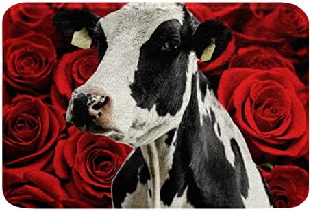 HSTDUNYE Red Rose Bath Rug 16x24 Plush Non-Slip Area Rug