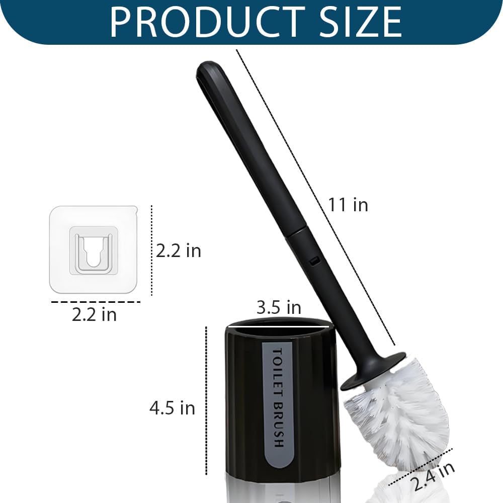 Zopkrts Long Handle Toilet Brush with Holder Set - Durable Easy to Clean Modern Bathroom Accessory