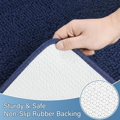 AROGAN 2 Piece Bath Rug Set - Navy Blue
