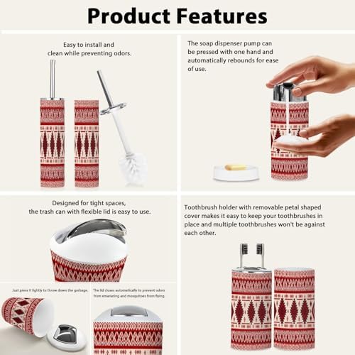 Boho Bathroom Accessory Set 6 Piece