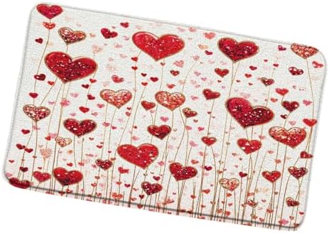 Red Love Hearts Bath Rug 16x24 Inch