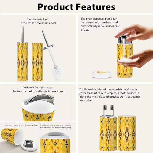 Boho Style 6 Piece Bathroom Accessories Set