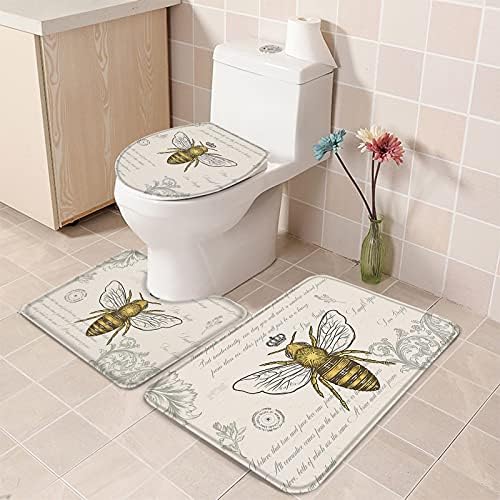 YESOF66 3 Piece Bathroom Rug Set with Non-Slip Dots 1