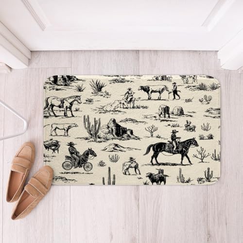 RezsoyeN Wild West Bath Rug 16 x 24 Inches Non Slip Beige