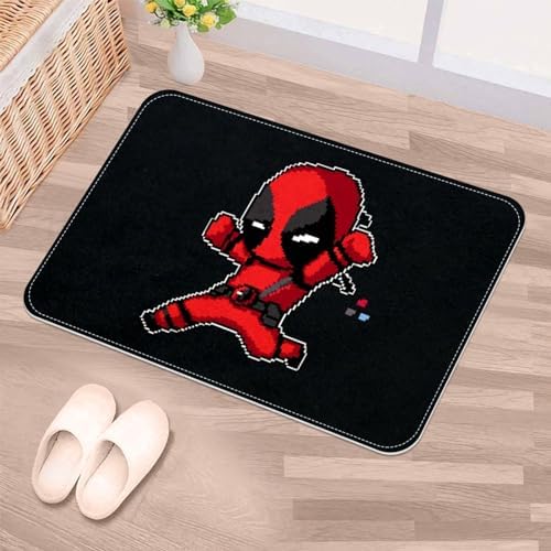Deadpool Door Carpet Floor Mat with Machine Washable Bath Rugs 60x40cm