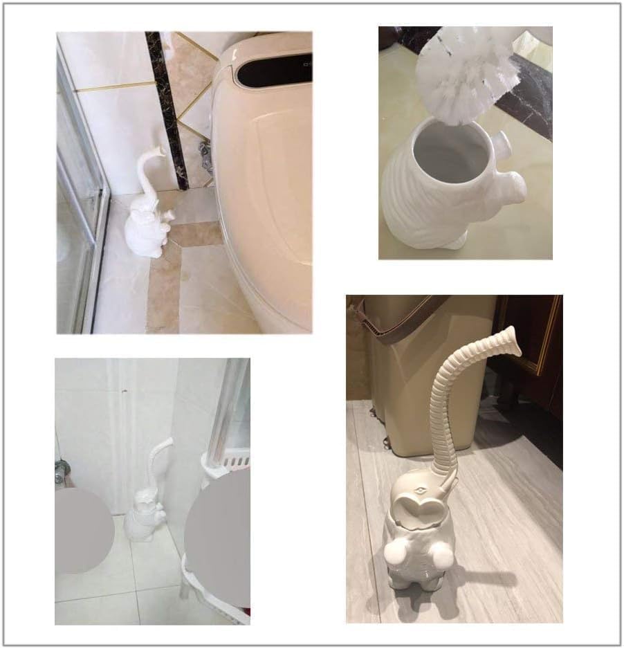 AORTULL Toilet Brush Set with Ceramic Holder and Elephant Design