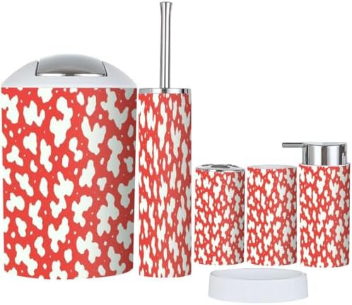 Boho Cow Skin Texture Bathroom Accessory Set 6 Piece