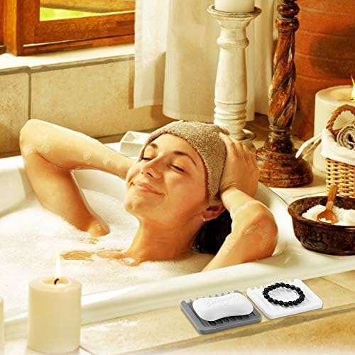 2PCS Soap Dish Holder Non-Slip Silicone Shower Drain