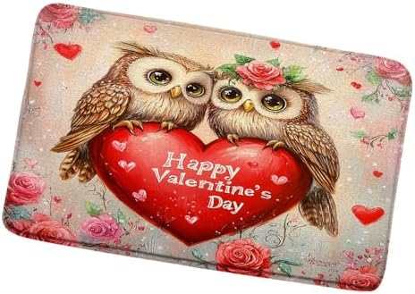 Valentines Day Bath Mat with Cute Owl Design