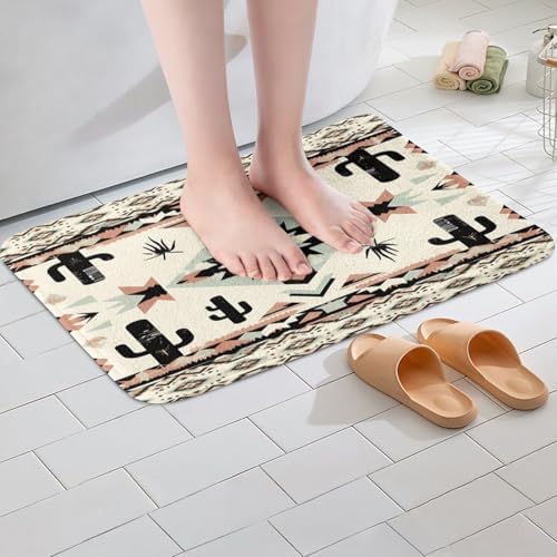 Erosebridal Cactus Pattern Bath Mat 16x24 Non-Slip