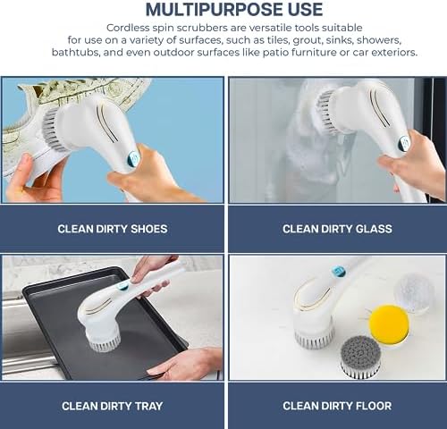 ZZ LIFE 5-in-1 Electric Scrubber with 5 Replaceable Heads