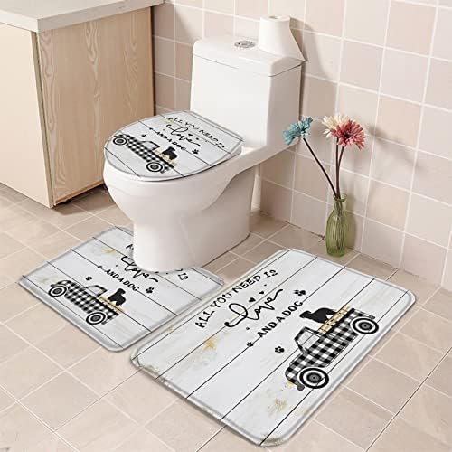 YESOF66 3 Piece Bathroom Rugs Set with Non-Slip Mats