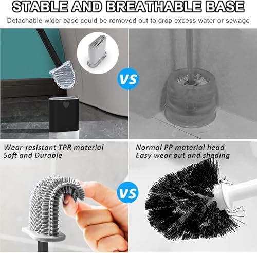 Silicone Toilet Brush with Holder Deep Clean Hygienic Design