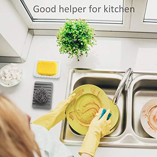 2PCS Soap Dish Holder Non-Slip Silicone Shower Drain