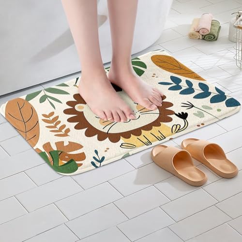 Manfei Cartoon Lion Kids Bath Mat 16x24 Inches