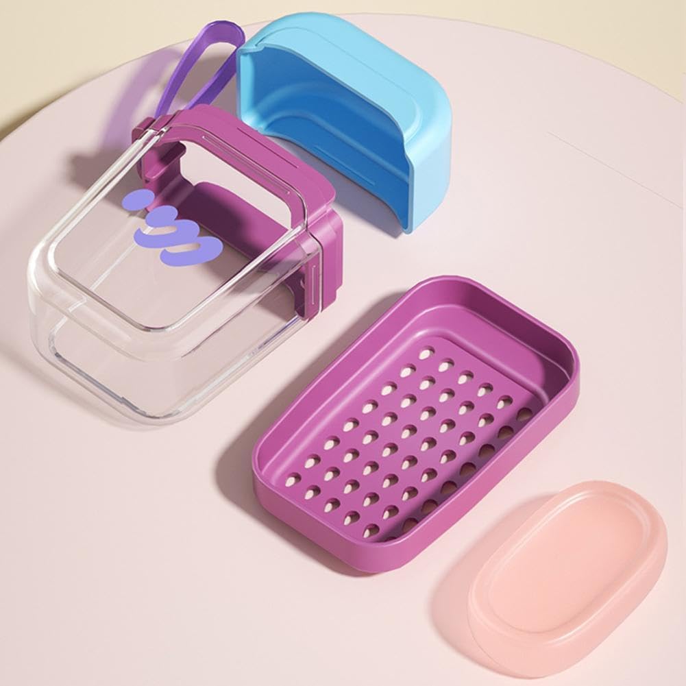 Portable Travel Mini Soap Box with Drain and Leak-Proof Lid
