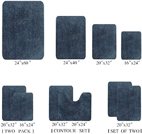 Walensee Bath Rug Set - 2 Piece Shaggy Navy Mats