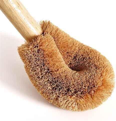 Qiny Toilet Brush 2 Pack Natural Coconut Fiber Beech Wood Handle