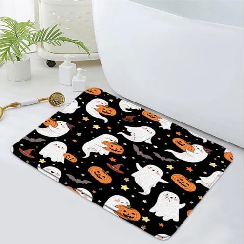 Halloween Ghost Pumpkin Bath Rug 16x24 Inch