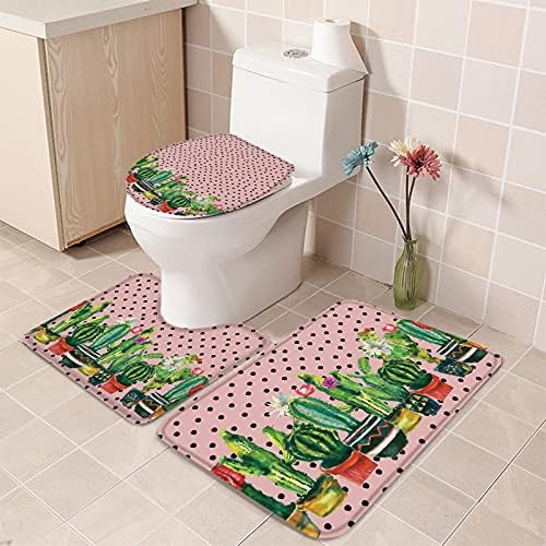 YESOF66 3 Piece Bathroom Rug Set with Non-Slip Dots
