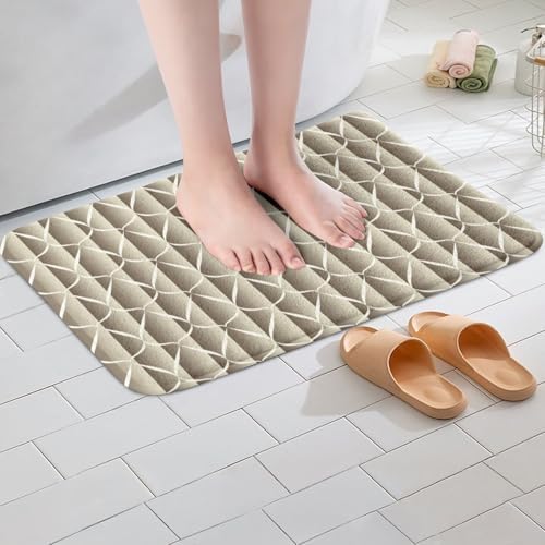 Erosebridal Cream Beige Striped Bath Mat 16x24 1