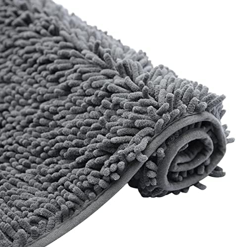 KAMA BRIDAL Non-Slip Bath Rug Dark Grey 12 x 19 Inches