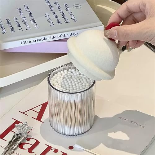 2 Pack Q-Tip Holder Dispenser with Lids for Cotton Swabs Floss Picks Bathroom Essentials Vanity Storage Red