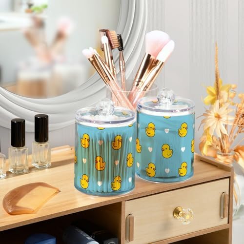GEDAKO Q-tip Holder with Lid Set 10oz Clear Glass Canister Bathroom Storage Organizer