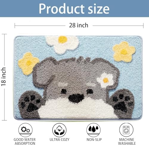 LORVOR Dog Bath Mat Soft Microfiber Non-Slip Floral Rug for Sink Shower Entryway