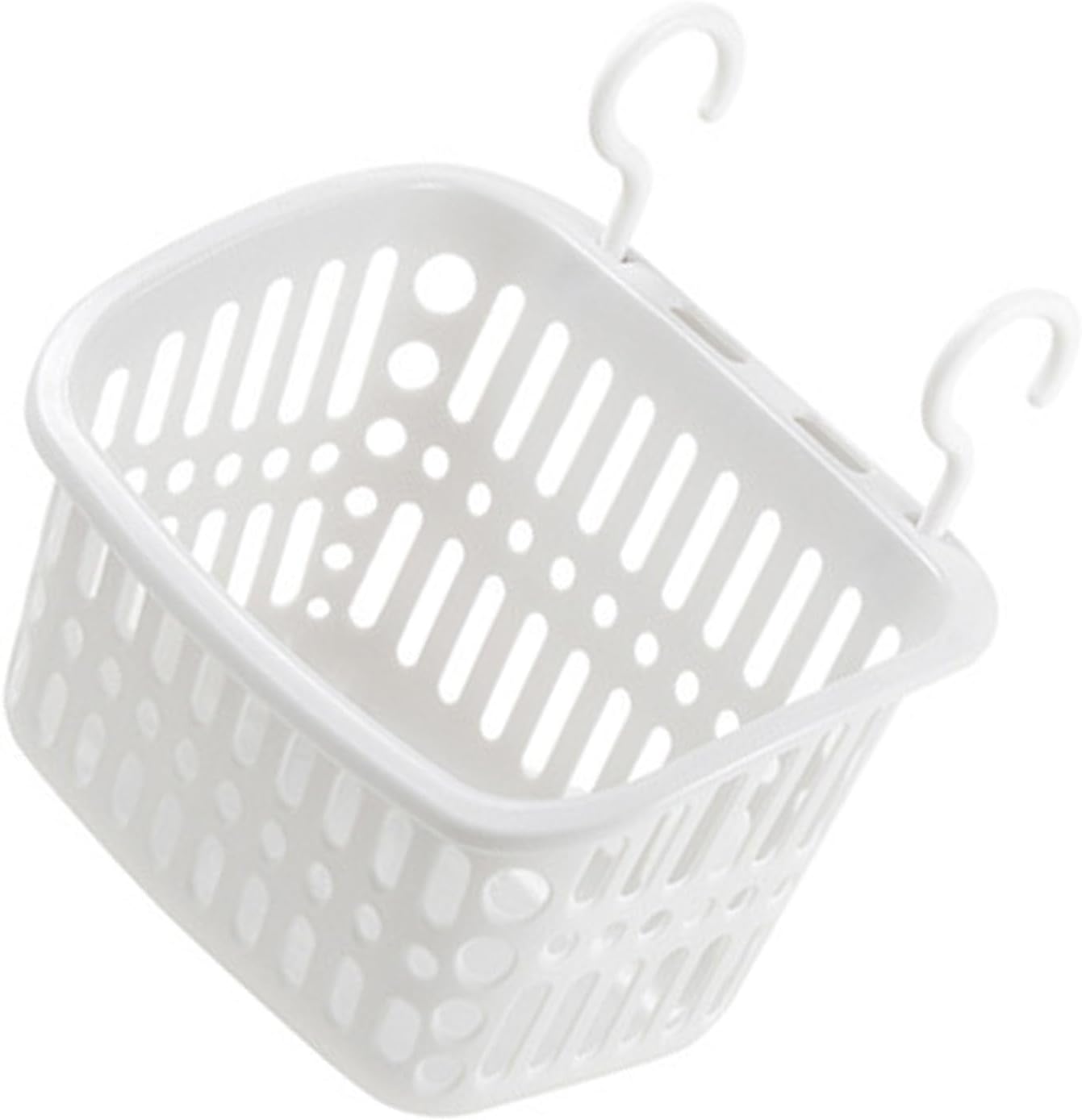 Fdit Plastic Shower Basket with Draining Holes White