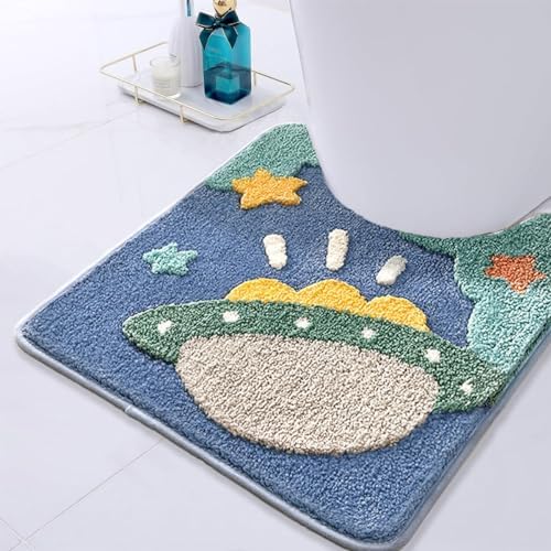 Tyrafry Cute U-Shaped Toilet Rug 20x22 Inches Non Slip Microfiber Bath Mat