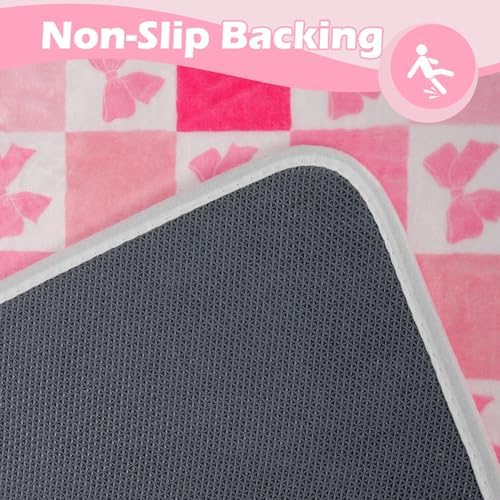 Pink Bow Bath Rug 16x48 Cozy Decor Rug