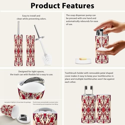 Boho Snowflakes Bathroom Accessory Set 6 Piece