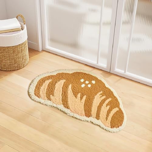 UKELER Funny Croissant Bath Rug Non-Slip Fluffy 2516