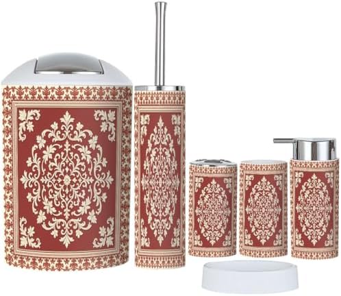 Boho Bathroom Accessory Set 6 Piece Modern Design