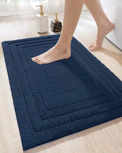 DEXI Navy Bathroom Rug Mat 36x24 Non Slip