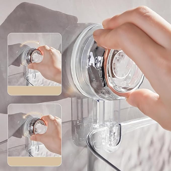 Clear Acrylic Suction Cup Shower Caddy - Small Size Wall Mounted No Drilling